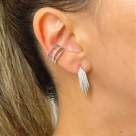 Piercing Fake Orelha Cartilagem Borboleta zircônia Prata 925