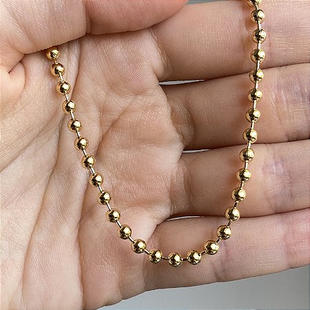Tornozeleira de Bolinhas Lisas com Banho de Ouro 18k