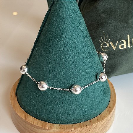 Pulseira bolas lisas grandes em PRATA 925