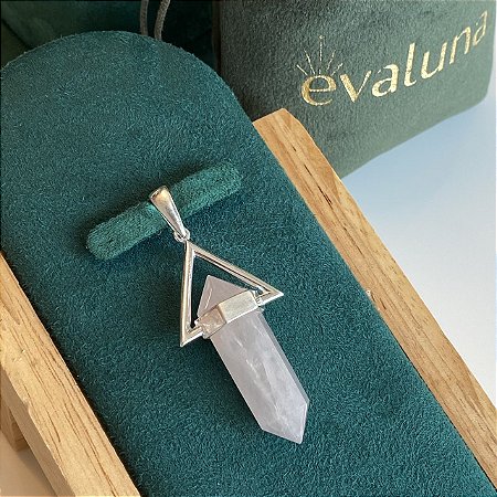 Pingente quartzo natural em PRATA 925