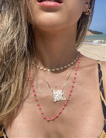 Colar com Pingente "Lute como uma Garota" com Banho de Ouro 18k