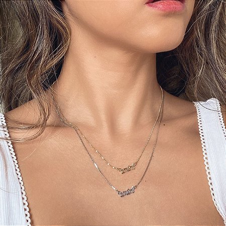 Colar  "amém" liso com banho de ouro 18k ou ródio branco