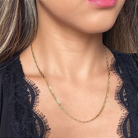 Colar trançado estilo vintage com banho de ouro 18k