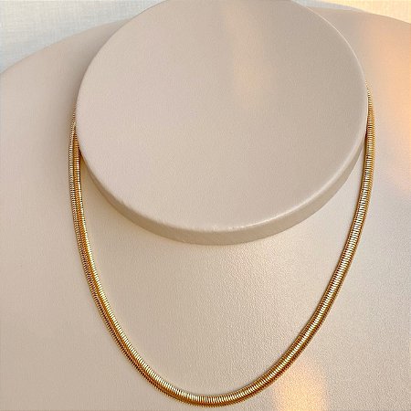 Colar de Malha de Espessura 3mm com Banho de Ouro 18k ou Ródio Branco