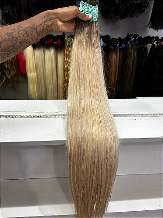 Cabelo Indiano Loiro Raiz Esfumada - Liso - 100g