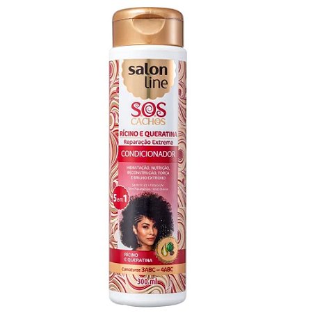 Salon Line Sos Cachos 5 Em 1 Ricino Queratina Condicionador 300ml Perfumaria Carol