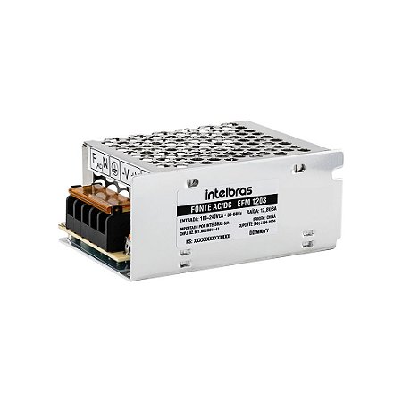 Fonte Colmeia Conversor Automático AC/DC 12,8V 3A Metálica EFM 1203 - Intelbras