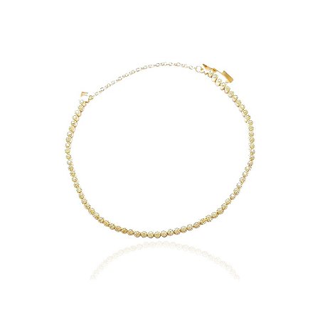 Pulseira Estilo Riviera Com Zircônias Citrine Folheado A Ouro