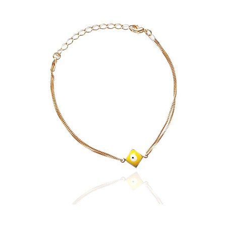 Pulseira Olho Grego Amarelo Folheado A Ouro
