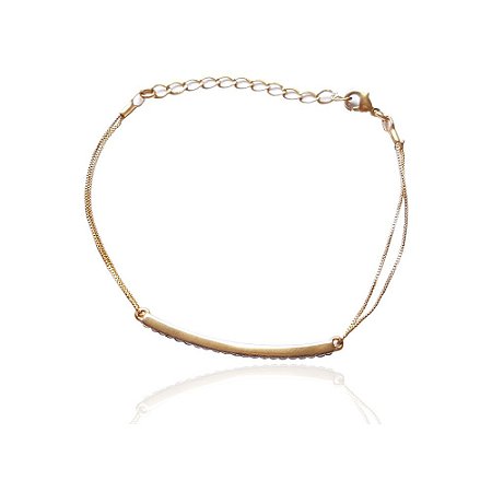 Pulseira Reta Micro Zircônias Folheada a Ouro