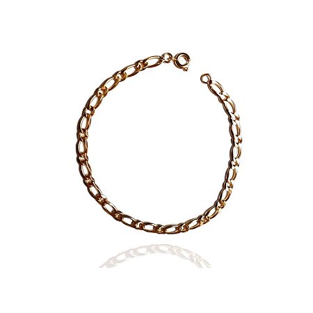 Pulseira Corrente Elo Fígaro Banhado a ouro 3mm