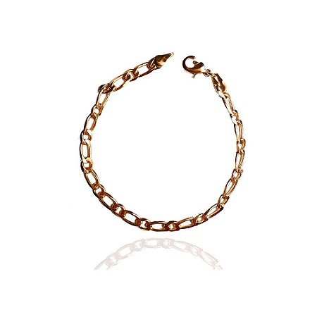 Pulseira Corrente Elo Fígaro Banhado a ouro 4mm