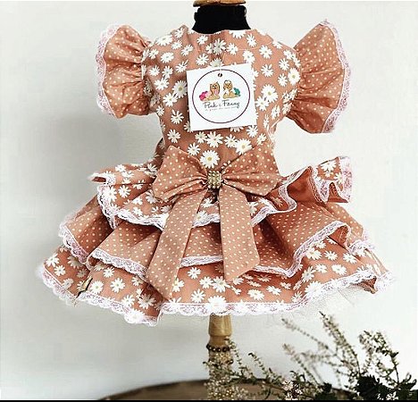 Roupa para Boneca de Pano estampa floral - Vestido em Promoção na