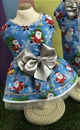 VESTIDO MAMÃE NOEL AZUL