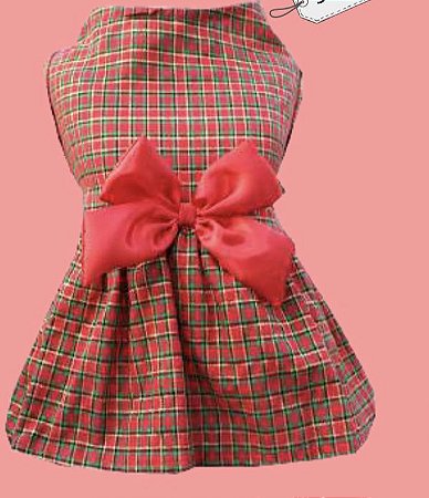 VESTIDO XADREZ LAÇO VERMELHO