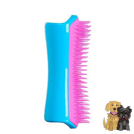 ESCOVA PET RASQUEADEIRA TEEZER AZUL COM ROSA