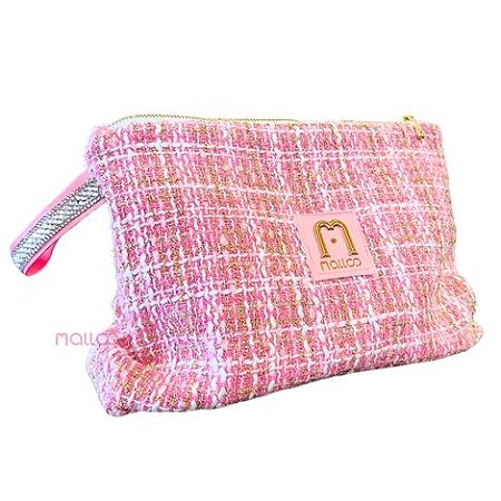 Clutch Tweed Rosa chiclete pré venda
