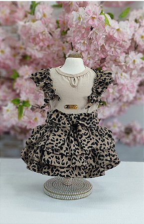 VESTIDO ANIMAL PRINT/BABADOS