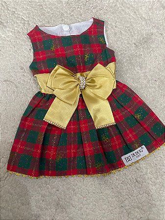 VESTIDO XADREZ LAÇO DOURADO