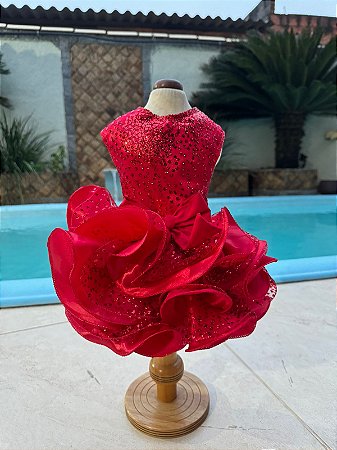 VESTIDO FESTA VERMELHO BABADO
