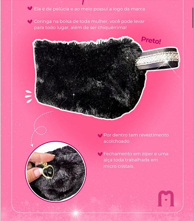 NECESSAIRE PELÚCIA PRETO pré venda