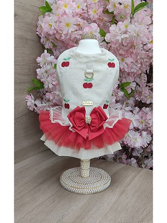 VESTIDO LINHO/CEREJINHA