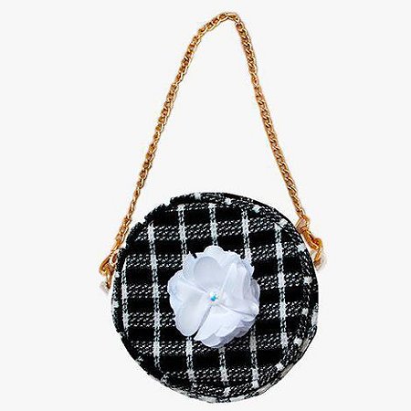 Mini Bolsa Tweed Preta