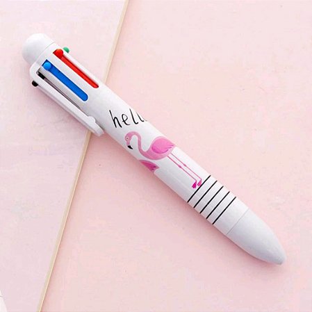 Caneta Divertida 6 Cores - Flamingo