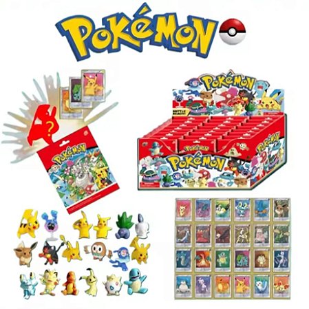 Pacote Surpresa com 1 personagem + 3 cartas - Pokemón