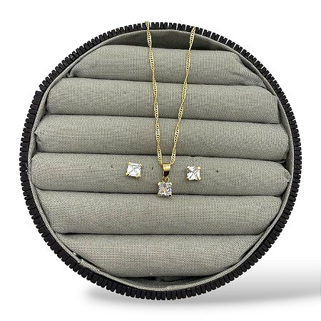 CONJUNTO FOLHEADO CARRE 5MM