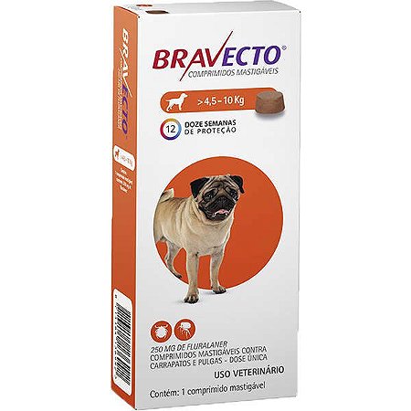 Antipulgas e Carrapatos MSD Bravecto para Cães de 4,5 a 10 Kg