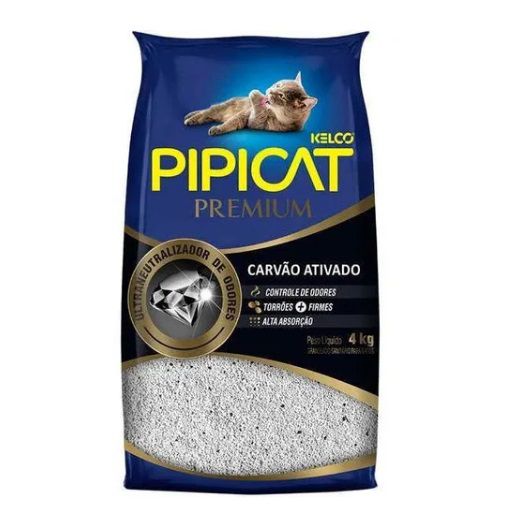 Areia Premium Sanitária Pipicat Kelco Carvão Ativo 4kg