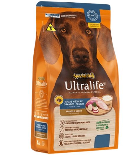 Ração Special Dog Ultralife Sênior para Cães de Raças Médias e Grande  Frango e Arroz 15kg