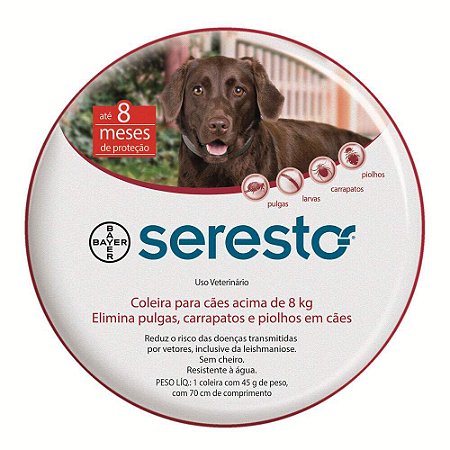 Coleira Antipulgas e Carrapatos Bayer Seresto acima de 8 Kg