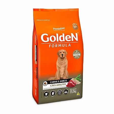 Ração Golden para Cães Adultos Sabor Carne e Arroz 15,kg