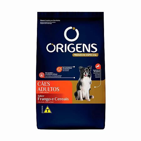 Ração Origens para Cães Adultos sabor Frango e Cereais 15kg