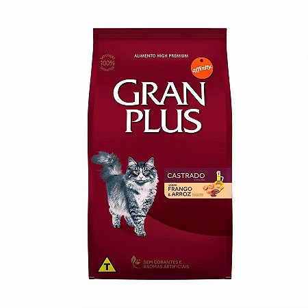 Ração Gran Plus Menu para Gatos Adultos Castrados Frango e Arroz 10,1kg