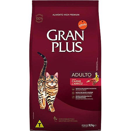 Ração Granplus para Gatos Adultos sabor Carne e Arroz 10kg
