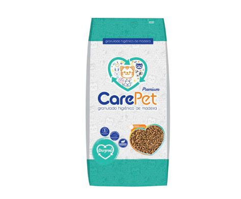 Areia Granulada de Madeira Premium CarePet para Gatos