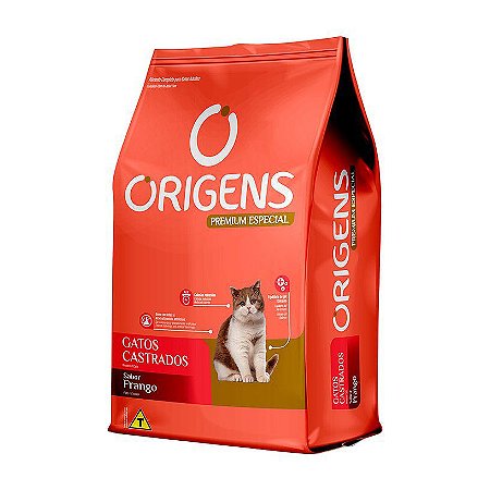 Ração Origens para Gatos Castrados sabor Frango