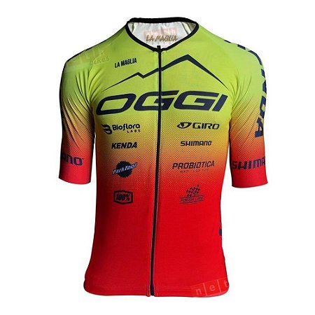 Camisa Ciclismo Oggi Elite Team 2021 Amarelo Vermelho