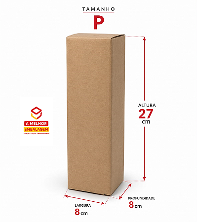 Caixa de Papelão Telescópio Tamanho P - 8x8x27