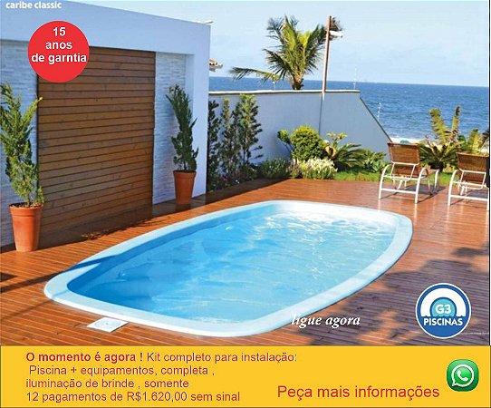 Piscina Fibratec modelo Clasic , Medidas 3,0 m x 7,0 m x 1,4 m  em 12 pagamentos sem juros