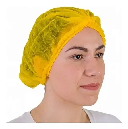 TOUCA PLISSADA AMARELA PP20 PREVEMAX 42CM (1 Pacote 100 unidades)