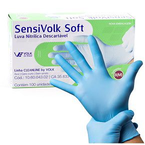 Luva Descartável Nitrílica Sensi Soft sem Amido Volk - CA 46249 (Unid)
