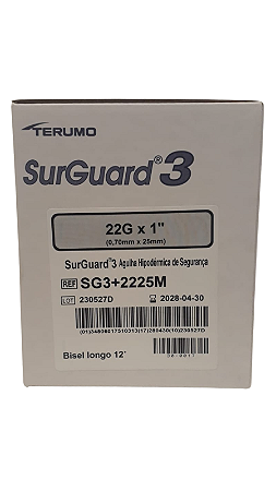 Agulhas SG3 Terumo - Caixa com 100 unidades - 2225 - 22g - 25x070mm