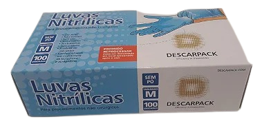 Luva M Azul nitrilica Descarpack