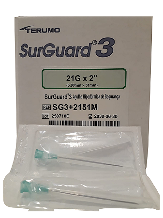 Agulhas SG3 Terumo - Caixa com 100 unidades - 2151 - 21g - 51x080mm
