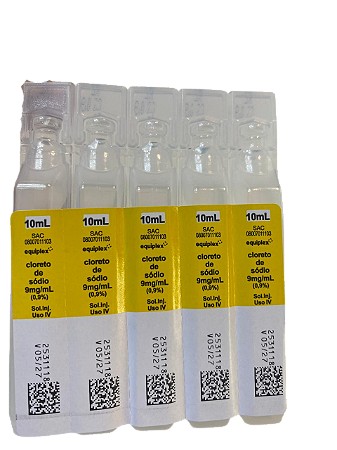 SOLUÇÃO FISIOLÓGICA 0,9% 10ml - cx c 200 ampolas