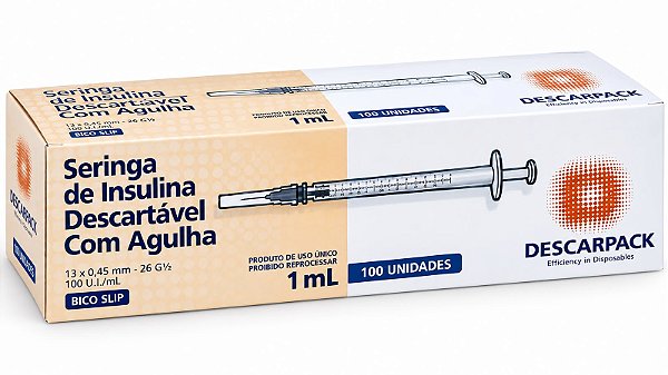 SERINGA 1ML C/ AGULHA 13X4.5MM - CX C 100